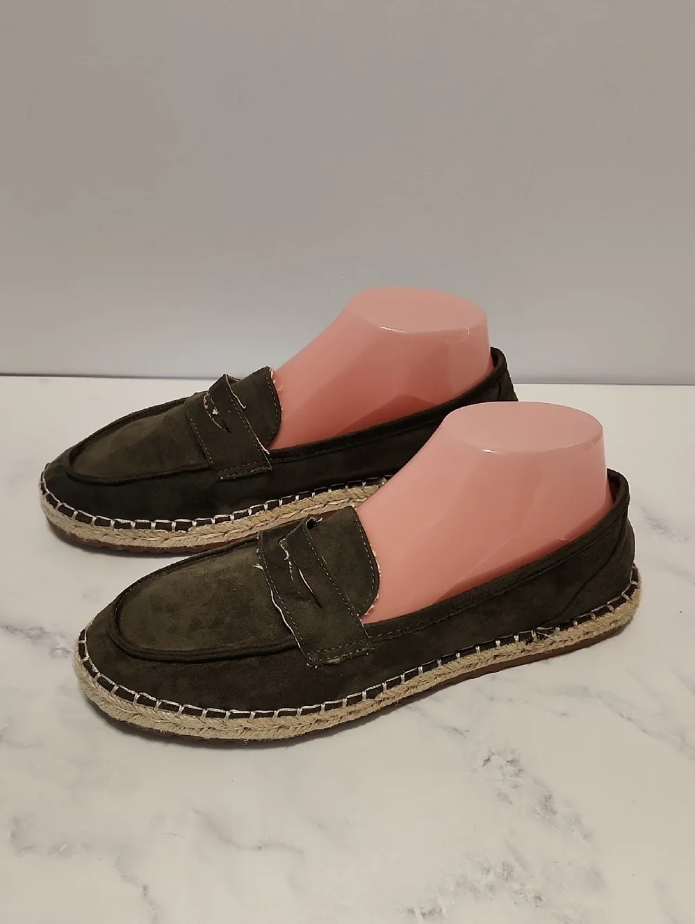 Findlay Suede Penny Loafers in Olive with Espadrille Sole
